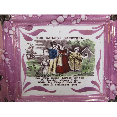 278 - Two 19c Sunderland lustre plaques,' The sailors Farewell' & 'May they ever be United', each 23cm w.