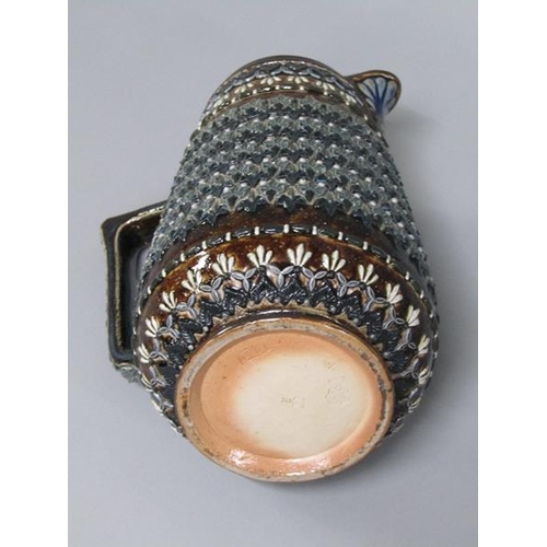 289 - A Doulton Lambeth stoneware jug with applied leaf and beadwork decoration by Emily W. Mayne 1881, 22... 