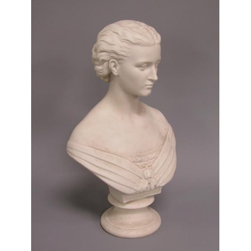 283 - A 19c Copeland Parian bust - Alexandra, for the Art Union of London, 41cm h.