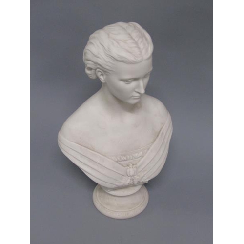 283 - A 19c Copeland Parian bust - Alexandra, for the Art Union of London, 41cm h.