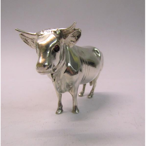 166 - A 19c Dutch silver vesta box in the form of a cow with pull off head, 9cm w.