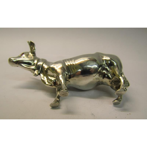 166 - A 19c Dutch silver vesta box in the form of a cow with pull off head, 9cm w.