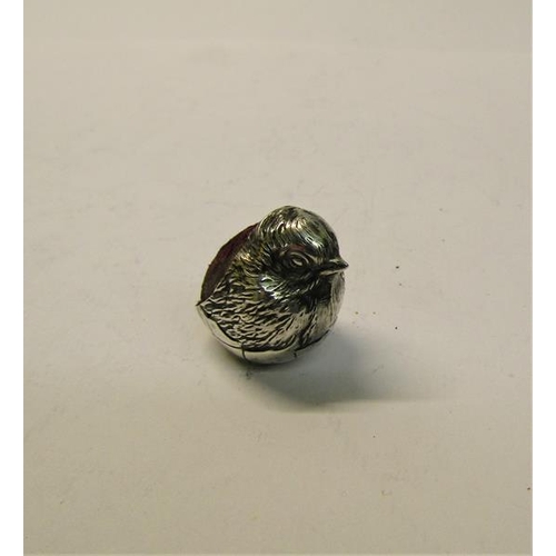 171 - An Edwardian silver chick pin cushion, makers mark for Sampson Mordan & Co Ltd, 1907, 3cm w.