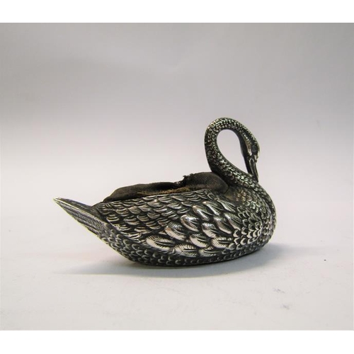 172 - An Edwardian silver swan pin cushion, makers mark for Adie & Lovekin, Birmingham 1906, 7cm w.