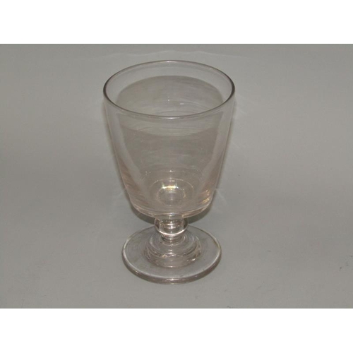 250 - A 19c Rummer glass with bucket bowl on a single knop stem with a raised circular base, 17cm h.