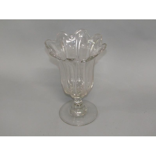 254 - A Victorian celery vase with flared and moulded bowl on a single knop column with circular base, 24c... 