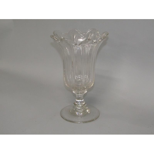 254 - A Victorian celery vase with flared and moulded bowl on a single knop column with circular base, 24c... 