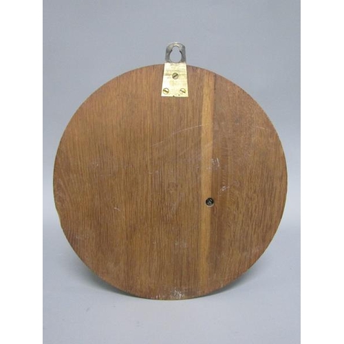 13 - An early 20c aneroid barometer by Negretti & Zambra in circular hardwood case carved with oak leaves... 