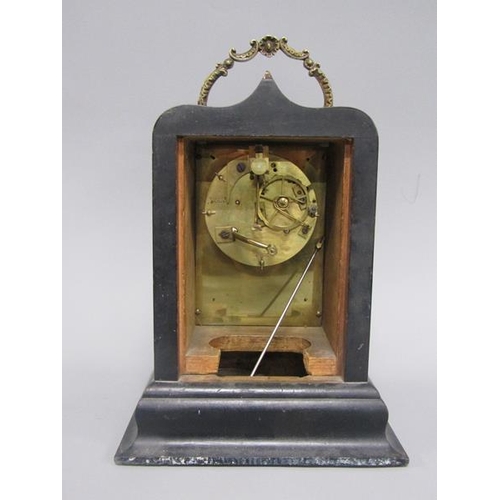 8 - A mid 19c French mantel clock by Valery of Paris in rectangular ebonised case with out swept base an... 