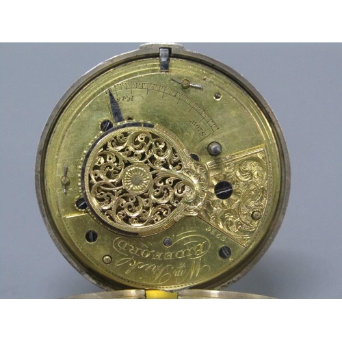 93 - A mid 19c pair cased verge pocket watch, the movement signed Wm. Trick Bideford and hallmarked for 1... 