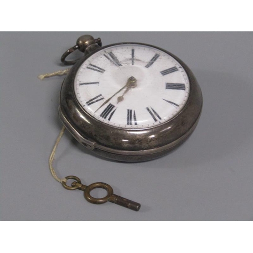 93 - A mid 19c pair cased verge pocket watch, the movement signed Wm. Trick Bideford and hallmarked for 1... 