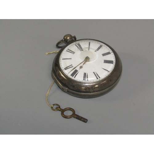 93 - A mid 19c pair cased verge pocket watch, the movement signed Wm. Trick Bideford and hallmarked for 1... 