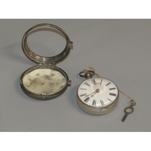 93 - A mid 19c pair cased verge pocket watch, the movement signed Wm. Trick Bideford and hallmarked for 1... 