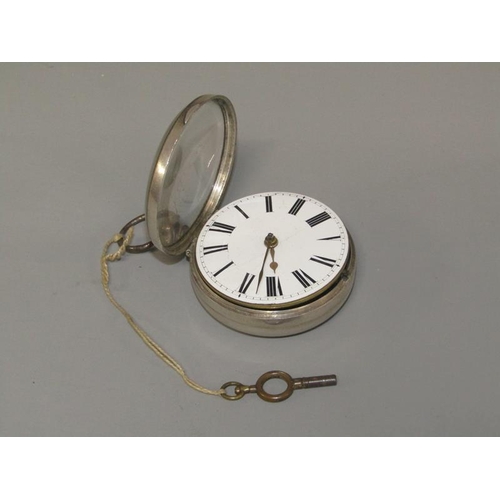 93 - A mid 19c pair cased verge pocket watch, the movement signed Wm. Trick Bideford and hallmarked for 1... 