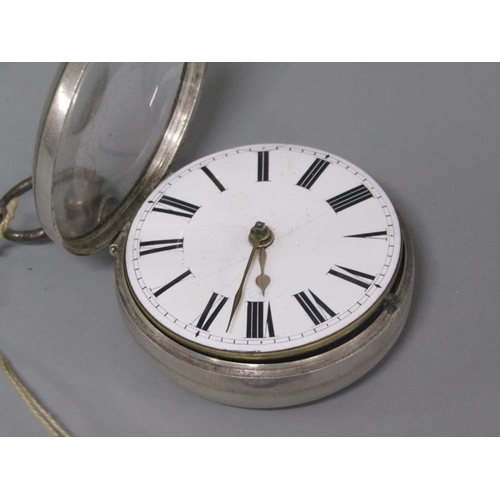 93 - A mid 19c pair cased verge pocket watch, the movement signed Wm. Trick Bideford and hallmarked for 1... 