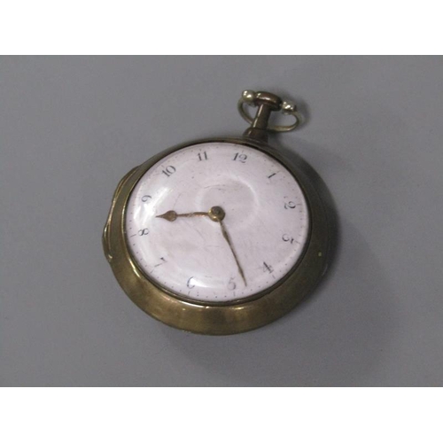 94 - An early 19c pair cased verge gents pocket watch, the movement signed Rivero & Son London and marked... 