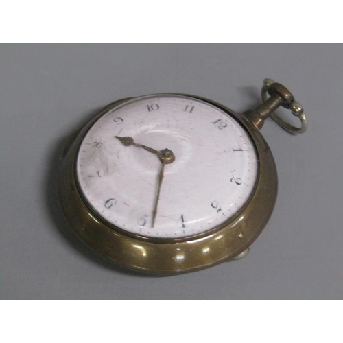 94 - An early 19c pair cased verge gents pocket watch, the movement signed Rivero & Son London and marked... 