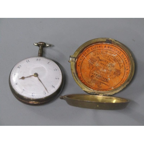 94 - An early 19c pair cased verge gents pocket watch, the movement signed Rivero & Son London and marked... 