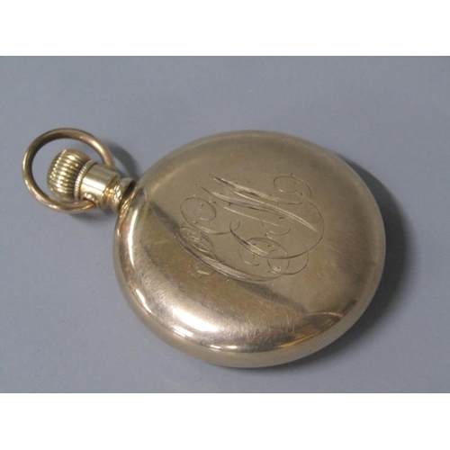 95 - An early 20c American gents keyless lever pocket watch by Waltham with compensated bi-metallic balan... 