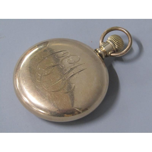 95 - An early 20c American gents keyless lever pocket watch by Waltham with compensated bi-metallic balan... 