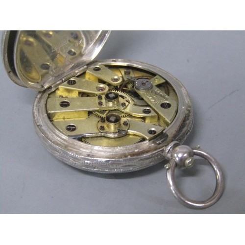 99 - A late 19c Swiss ladies fob watch with key wind Swiss bar movement with cylinder escapement.  The wh... 