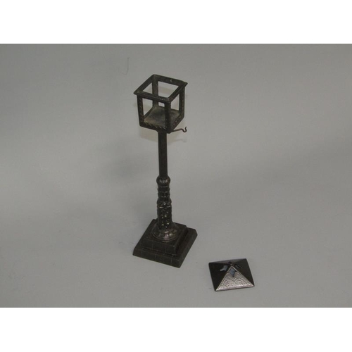 30 - A late 19c/early 20c Zimermann patinated street lamp watch stand candle holder, 29cm h.