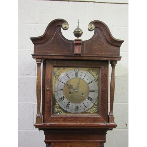 11 - An early 19c eight day longcase clock, the 12in square brass dial signed Jn Bell Hexham and having f... 