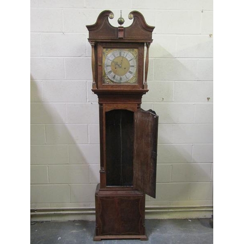 11 - An early 19c eight day longcase clock, the 12in square brass dial signed Jn Bell Hexham and having f... 