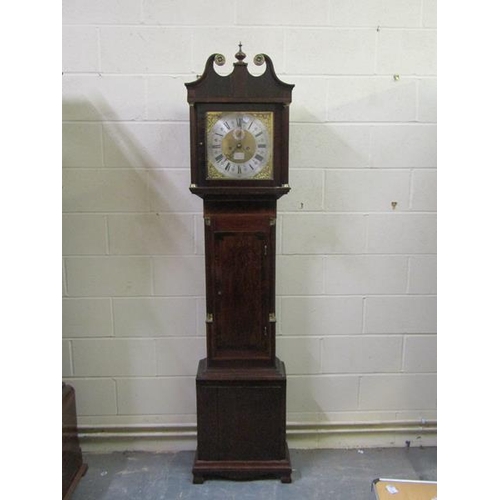 11 - An early 19c eight day longcase clock, the 12in square brass dial signed Jn Bell Hexham and having f... 