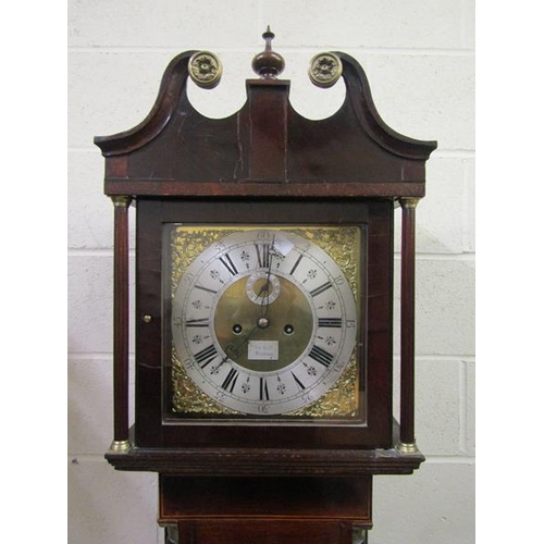 11 - An early 19c eight day longcase clock, the 12in square brass dial signed Jn Bell Hexham and having f... 