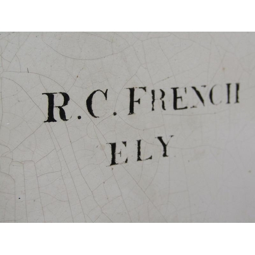 12 - An early 19c eight day longcase clock, the 12in arched painted dial signed R.C. French, Ely and havi... 