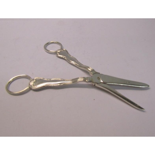 188 - A pair of William IV silver grape scissors, makers mark for Joseph Willmore, Birmingham 1829, 3ozt, ... 