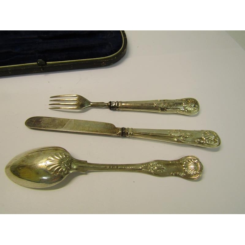 209 - A mid Victorian silver three piece christening set, London/Sheffield 1852/53, in box.