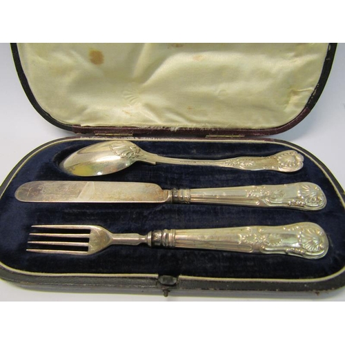 209 - A mid Victorian silver three piece christening set, London/Sheffield 1852/53, in box.