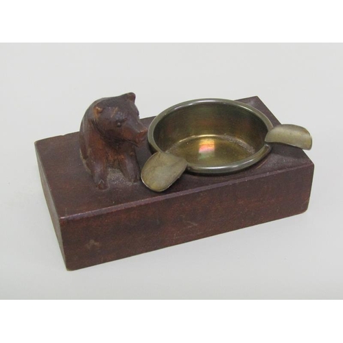 47 - A collection of four early 20c Black Forest carved wood bear mounted ashtrays with matchbox holders ... 