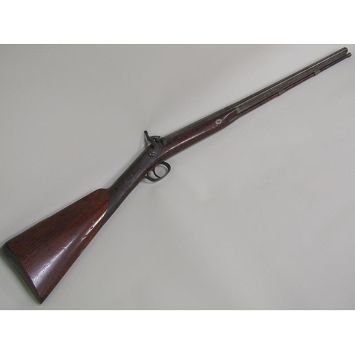 4 - A 19c Fletcher single barrel 12 bore percussion sporting rifle with walnut stock and ram rod, 78cm b... 