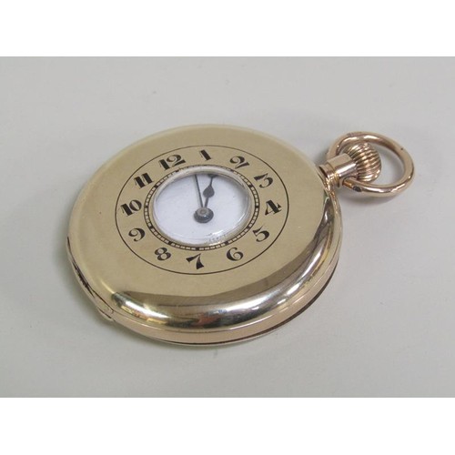 98A - A 9ct gold cased half hunter pocket watch with a movement stamped Tavannes Watch Co, total 7.9g, 4.7... 