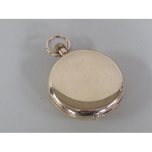 98A - A 9ct gold cased half hunter pocket watch with a movement stamped Tavannes Watch Co, total 7.9g, 4.7... 