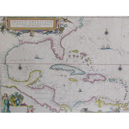 1116 - FIVE F/G COPIES OF ANTIQUE MAPS BY JOHAN BLAEU AND OTHERS - SOMERSET, SURREY, SUSSEX, ENGLAND AND GU... 