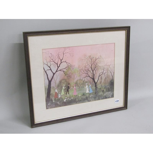 1124 - HELEN BRADLEY - F/G COLOURED PRINT, WALK IN THE PARK, 37CM X 47CM