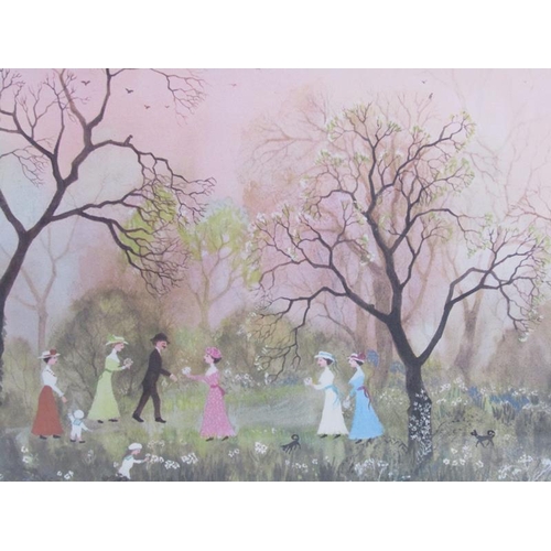 1124 - HELEN BRADLEY - F/G COLOURED PRINT, WALK IN THE PARK, 37CM X 47CM