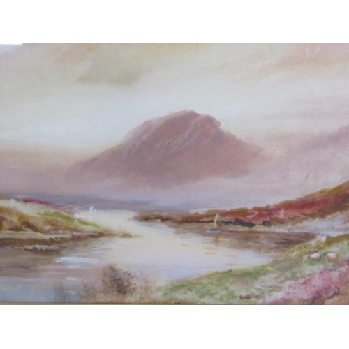 1128 - J W JACKSON - MOORLAND LANDSCAPE WITH RIVER, SIGNED, F/G WATERCOLOUR, 22CM X 47CM