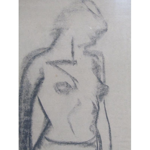 1143 - VIOLA GERTRUDE HARVEY - BLACK CHALK, NUDE FEMALE.  F/G 40 x 29 cms