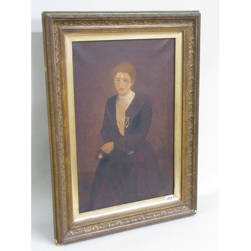 1152 - PORTRAIT OF A 19c LADY, SIGNED INDISTINCTLY, MONO WKA.  F/G