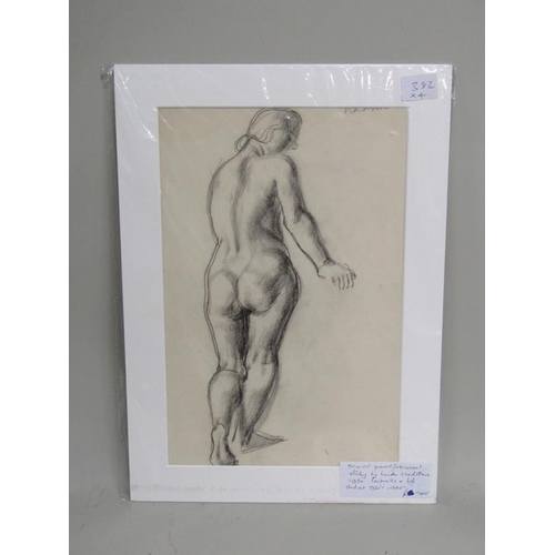 1170 - PENCIL CHARCOAL DRAWINGS, TWO OF NUDE FEMALES AND TWO OF A CORNFIELD AND OLD OAKTREE, SIGNED BY HART... 