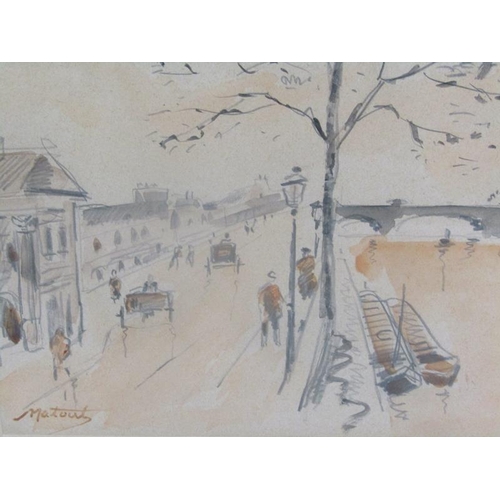 1175 - MATOULY - A FRENCH TOWN SCENE c.1955, F/G 14 x 19 cms