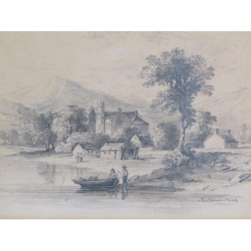 1187 - TWO PENCIL DRAWINGS SCOTTISH RIVER AND ISLE OF BUTE