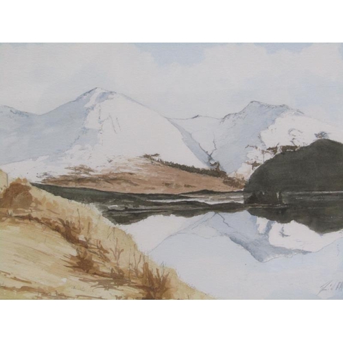 1191 - DAVID RM HATHAWAY - SCOTTISH LOCH IN WINTER TIME, WATERCOLOUR.  F/G 27 x 40cms