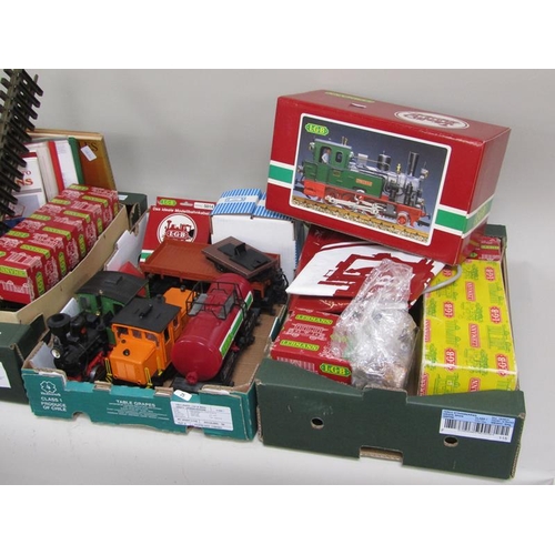 1199 - LARGE COLLECTION OF LEHMANN L.G.B MODEL RAILWAY ENGINES, CARRIAGES, ROLLING STOCK, TRACK ETC; BOOKS ... 