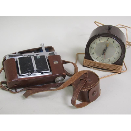 1223 - VEITESSA VINTAGE CAMERA; SMITHS BAKELITE CLOCK